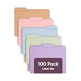 Smead 1/3-Cut File Folders, Letter Size, Pastel Assorted Colors, 100 Per Box (11953)