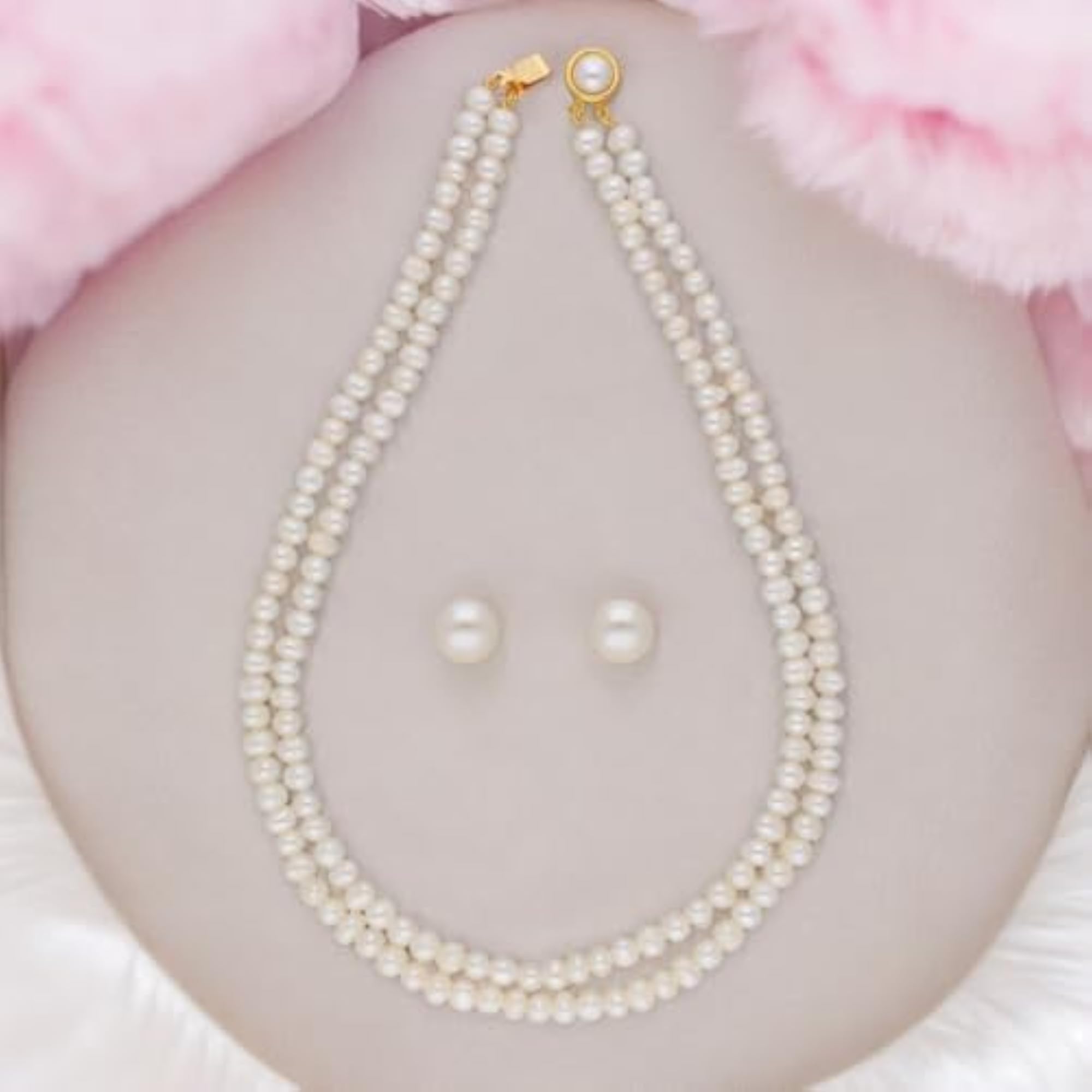 Vanya 2 Lines Fresh Water Pearl Necklace, Gift for Women