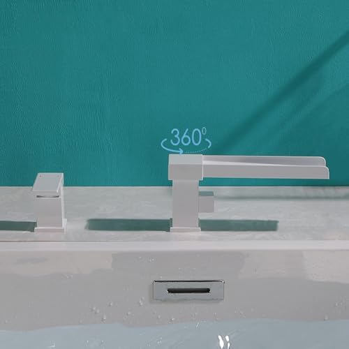 Robinet de bain 3 trous à double sortie d'eau et bec orientable pour douche de salle de bain - 6