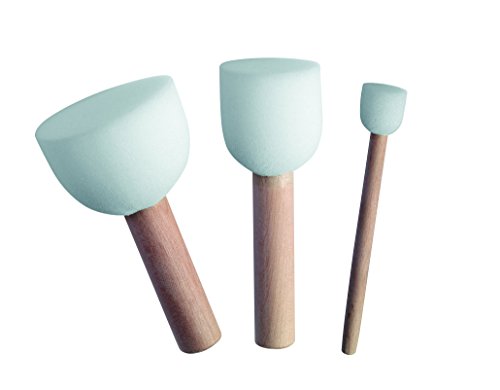 Marabu Pinceau à Pochoir, Set de 3 pinceaux à pocher en 1,5 cm, 3,5 cm et 5 cm, Manche de Pinceau en Bois certifié FSC, pour pocher et tamponner, 0290000000001