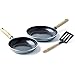GreenPan Frying Pan Set with Slotted Turner, Non Stick, Toxin Free Ceramic Pans - Induction & Oven Safe Cookware - 20/24 cm, Blue