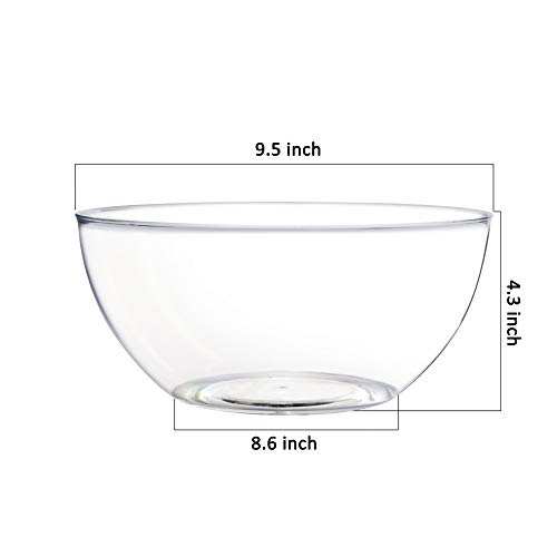 Set de 4 tazones grandes transparentes de plástico para mezclar y servir miniatura 2