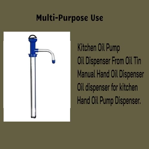 Image of Stainless Steel Oil Transfer Pump for 15 Litre Tin Cans - Hand Press Oil Dispenser Pump for Kitchen, Fuel, Mustard Oil, Cooking Oil, Kerosene & Lubricants - Easy Transfer Pump for Steel Oil Tins