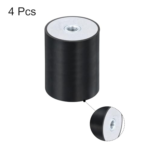 QUARKZMAN 4 Stück 40 x 50mm M8 Gewindebuchsen aus Gummi, Schwingungsisolatoren, Ersetzt Antivibrationspads Flacher Silentblock Basisblock