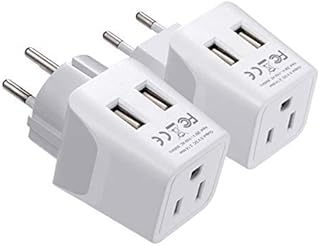 Ceptics Israel, Palestine Travel Plug Set - with 2 USB + USA Socket Input - Type H and Type C- Ultra Compact - Safe Grounded Perfect for Cell Phones, Laptops, Camera Chargers