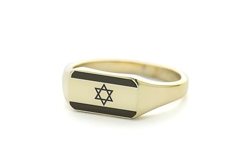 Bague chevalière en or drapeau d'Israël gravé : bijou unisexe personnalisé