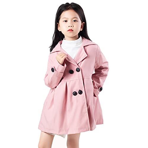 Amur Leopard Übergangsjacke Kinder Mädchen Einfarbige Windjacke Trenchcoat Winddichte Outdoormantel Frühling Herbst, Rosa, 146 (Etikettgröße: 150)