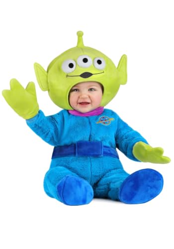 Disney Pixar Toy Story Alien Baby Costume - Plush Jumpsuit with Hood Gloves & Booties - Officially Licensed 6/9mo