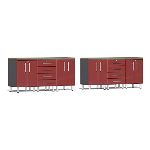 Ulti-Mate UG25082R 8-Piece Workstation Kit with Bamboo Worktops in Ruby Red Metallic