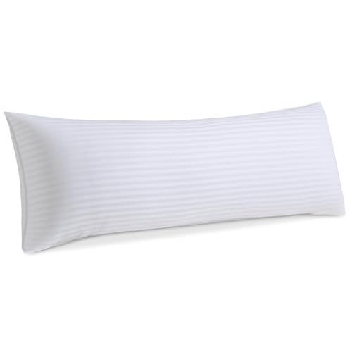 Oubonun Premium Striped Body Pillow, Breathable Cooling Cotton Cover, Soft and Fluffy 3D Down Alternative Microfiber Filled, Long Bed Pillow for Side Sleepers, 20