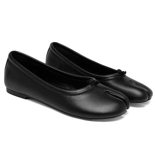 Ballet Flats for Women Comfortable Split Toe Wide Width Low Heel Ballerina Flats Slip on Mary Jane Daily Dress Shoes.