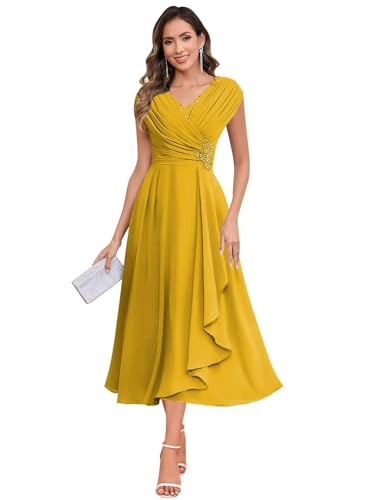 Image of BOLENSYE Mother of The Bride Dresses for Wedding Cap Sleeve Lace Chiffon Mother of The Groom Formal Dress for Women