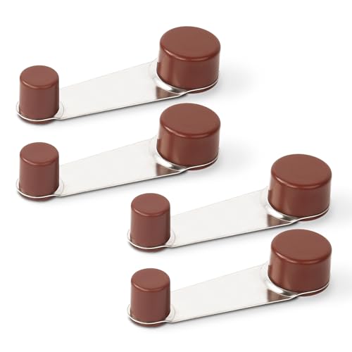 HASWARE Topes de puerta giratorios de doble cabeza con tornillos – Juego de 4, amortiguan el golpe, reducen el ruido, protegen muebles y paredes (Marrón)