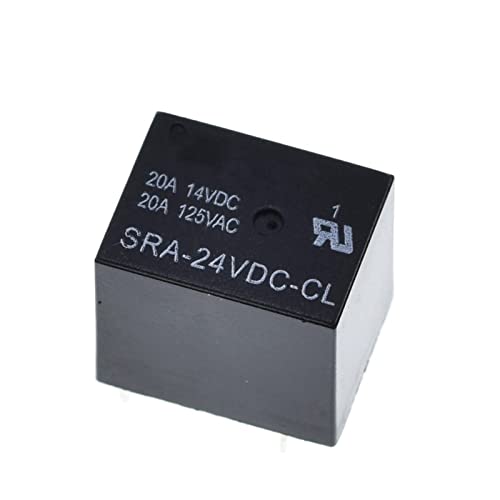 Relé de potencia 24V 20A SRA-24VDC-CL micro relé de 5 pines negro para circuitos impresos de coche 10 Uds 1