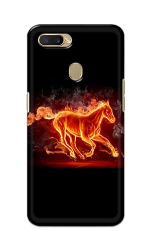 Image of PRINTFIDAA Printed Hard Back Cover Case for Oppo A7 | Oppo A5s | Oppo A12 | Oppo A11k | Oppo A12s Back Cover (Fiery Horse) -112