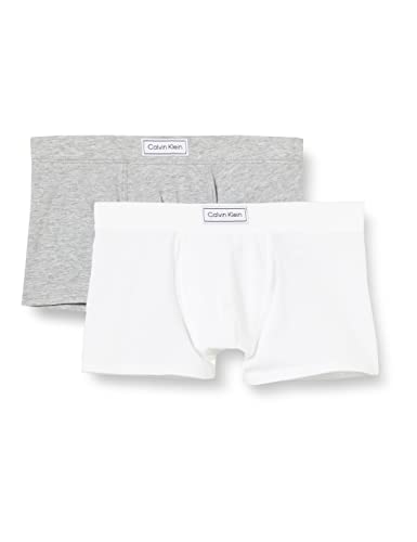 Calvin Klein 2Pk Trunk-Heritage Coffre, Pvhwhite/Greyheather, 12-14 Years Garçon