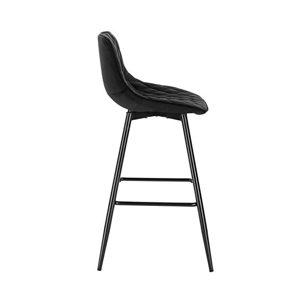 WOLTU Bar Stools Set of 2 PCS Soft Velvet Seat Breakfast Bar Counter Kitchen Chairs Metal Legs Barstools Black High Stools with Backrests & Footrests for Home & Commercial Use #1689 - Image 5