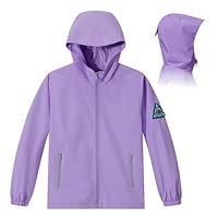 Veridra Kids Rain Jacket with Air Vents Mesh Lining, Hooded Raincoats with Extended Brim for Boys Girls Lightweight Waterproof Windbreaker Coat (Purple,8-9 Years)