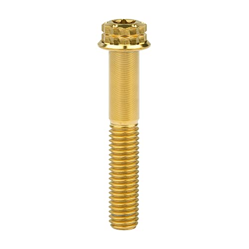 Image of Titanium Flange 12 Point Head M8 x15 20 25 30 35 40 45 50 55 60 65mm Screw Bolt Pack of 4 (M8x45mm, Gold)