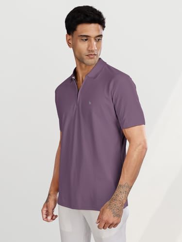 Image of BULLMER Trendy Solid Zipper Collar /Polo Neck Tshirt for Men
