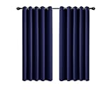 Imperial Rooms Blackout Curtains for Bedroom 46x54 Inch Eyelet Navy Curtains Window Treatments Super Soft Ring Top Living Room Curtain 2 Panels with Tiebacks