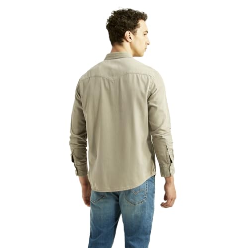 Image of Levi's Men's Solid Beige Slim Fit Shirt