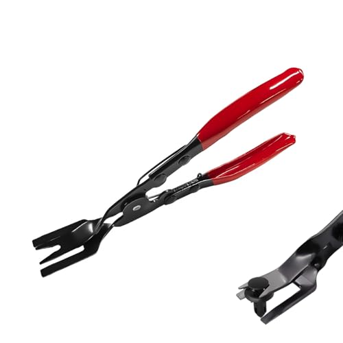 Image of Panel Clip Removal Plier, Automotive Door Panel Upholstery Trim Clips Removal Tool Pliers, Remove Push Pin and Press in Trim Clip Fasteners Lift Action Plier, Car Accessories (Red)