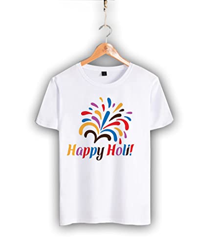 Image of Decor Production Men's /Women's Regular Fit -Colourful - Holi Tshirt Shirt for Men /Women Printed Round Neck Tshirt || Mens /Womens Tshirts Polycotton Half Sleeve