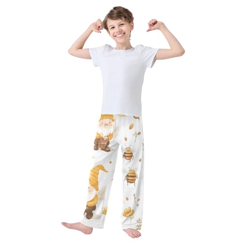 Bee and Gnome Boys Long Pants Soft Trousers Elastic Waist Kids Lounge Bottoms with Pockets S-XL3