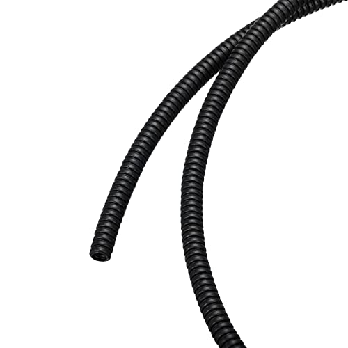QUARKZMAN Corrugado Conducto Calor Resistente Dividido Alambre Flexible Cubierta, para [Oficina Cordón Protector, Eléctrico Cable] - 9/32 Pulgadas x 13/64 Pulgadas x 12.5 Pies Negro