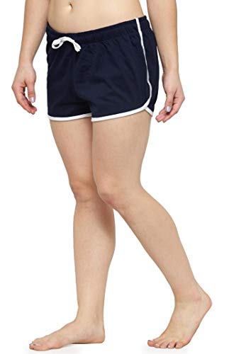 Image of KOTTY Printed Women Navy Blue Night Shorts (Navy Blue,42)