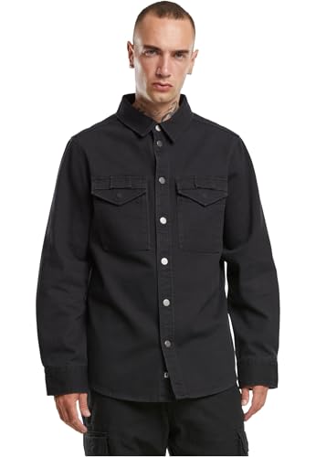 Brandit Langarmhemd - Heavy Twill Shirt - S bis XXL - für Männer - Größe S - schwarz