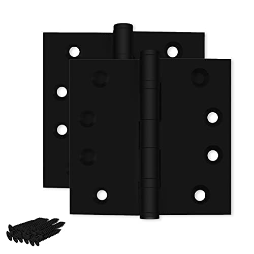 Finsbury Hardware Black Heavy Duty Door Hinge Matte Black Ball Bearing 4X4 Inch Heavy Duty - Set Of 2 Solid Brass Matte Black Door Hinges (Flat Black) #TOP5