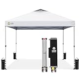 CROWN SHADES 12x12 Pop Up Canopy Outside Canopy, Patented One Push Tent Canopy with Wheeled Carry Bag, Bonus 8 Stakes and 4 Ropes, White