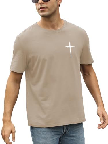 Mens Short Sleeve Cotton T-Shirts Crew Neck Jesus Cross Printed Shirts Faith Christ Shirts3