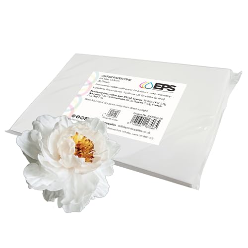 EPS A4 Edible Wafer Paper Fine - 25 Pack - 0.3mm - for Wafer Paper Flowers Edible Printing Cake Decorating and Burn Away Cakes - Unsweetened