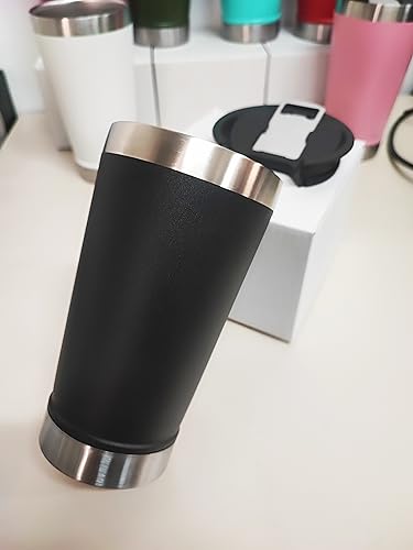 Copo Termico Cerveja Com Tampa E Abridor Inox Parede Dupla (Preto)