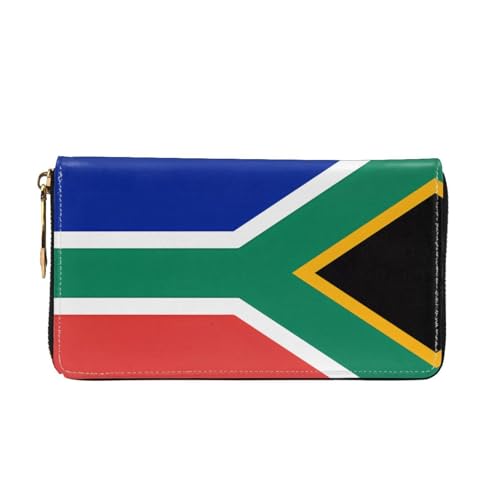 Leather Women Wallets, Long Credit Card Holder, South Africa flag Print Billfold Clutch & Travel Purse Large Capacity2