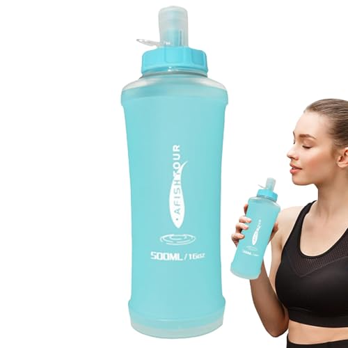 Zvn Zojne Botella de agua de viaje, botella de agua ligera y expandible, reutilizable, botella de agua para gimnasio, botella de agua con asa para correr, trotar, senderismo