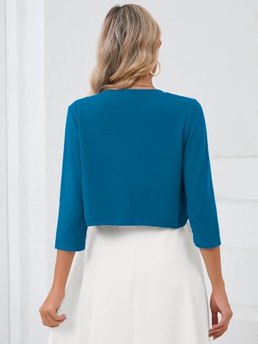 Image of Heymoments Women's 3 /4 Sleeve Casual Shrugs Lightweight Open Front Cropped Cardigan for Dresses