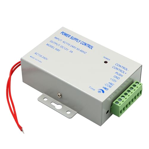 12V K80 Power Supply Controller Input True 3A/5A AC110V-240V Output DC for Door Access Control System,Electric Strike Lock, Bolt Lock, Magnetic Lock, Power Supply Controller (K80-3A)