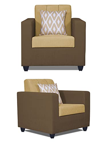 Image of Adorn India Rio Highback 3+1+1 5 Seater Sofa Set (Brown & Beige) (3 Year Warranty)
