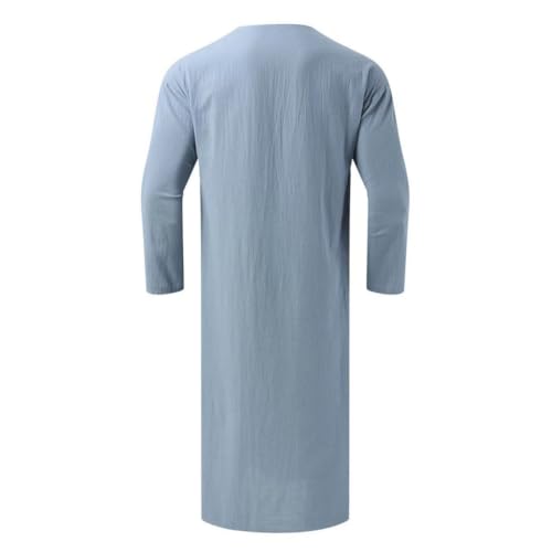 Men's Pajamas Tops Nightshirt Sleepwear Comfy Big&Tall Henley Sleep Long Shirt Gown Men Kaftan Muslim Arab Thobe4