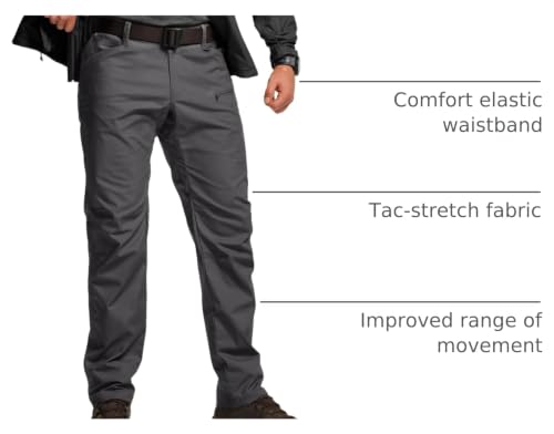 Image of CQR Men's Flex Stretch Tactical Pants, Water Resistant Ripstop Cargo Pants, Lightweight EDC Outdoor Work Hiking Pants