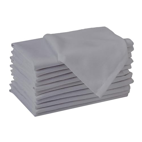 Image of 100% Cotton Dinner Napkins 12x12 Inch, Soft & Durable, Reusable Cloth Napkins for Dining, Events, and Everyday Use (Light Grey, Set of 25 (12x12))