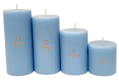 Image of Floryn Decor Pillar Candles Set of 4 | Pillar Candles for Home Decor Scented | Smokeless | Dripless (2 by 2, 2 by 3, 2 by 4, 2 by 4.5 inches) (Ocean Breeze, Paraffin Wax)
