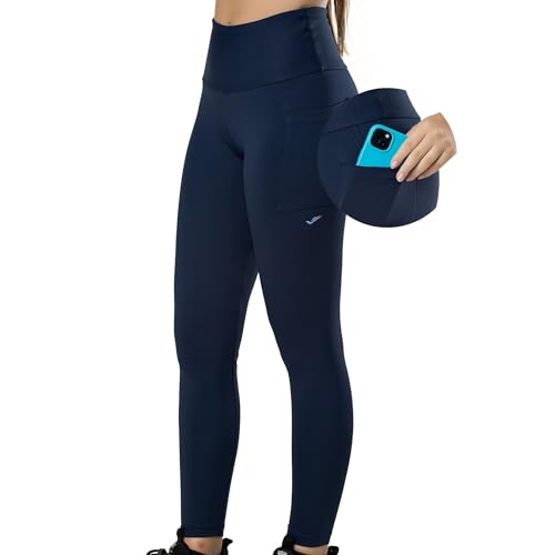 ELITE Legging Academia com Bolso Zero Transparência Cintura Alta Proteção UV 50+ Microfibra Poliamida, Marinho, G