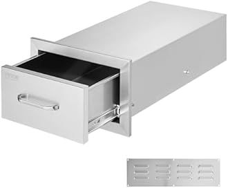 VEVOR 14x8.5 Inch Outdoor Kitchen Drawers Stainless Steel, Flush Mount Double Drawers,14W x 8.5H x 23D Inch, with Stainless Steel Handle, BBQ for Outdoor Kitchens or BBQ Island