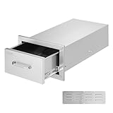 VEVOR Outdoor Kitchen Drawers 14W x 8.5H x 23D Inch, Outdoor Kitchen Cabinets with Stainless Steel Handle, Flush Mount Double Drawers, BBQ Island Drawers, Outdoor Kitchen Access Drawers