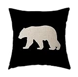 Swono Black Background Bear Pillow Cover 16x16 inches,Decorative Couch Pillow Cover for Sofa,Cotton
